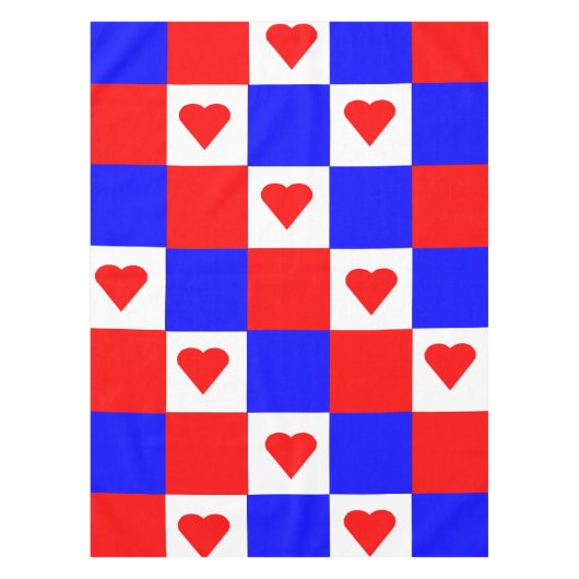 Rood, wit en blauw vierkant met rood hart tafelkleed (Voorkant)