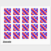 Rood, wit en blauw vierkant met rood hart vierkante sticker (Vel)