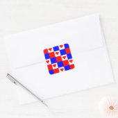 Rood, wit en blauw vierkant met rood hart vierkante sticker (Envelop)