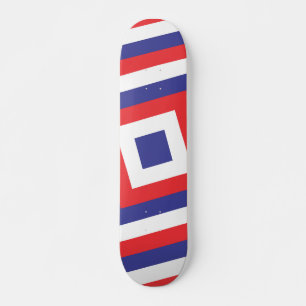 Rood wit en blauw vierkant skateboard