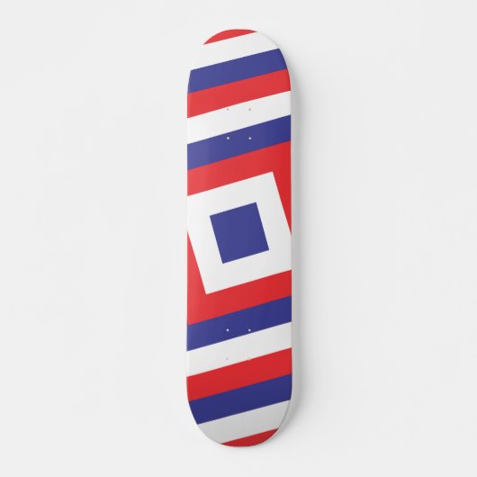 Rood wit en blauw vierkant skateboard (Voorkant)