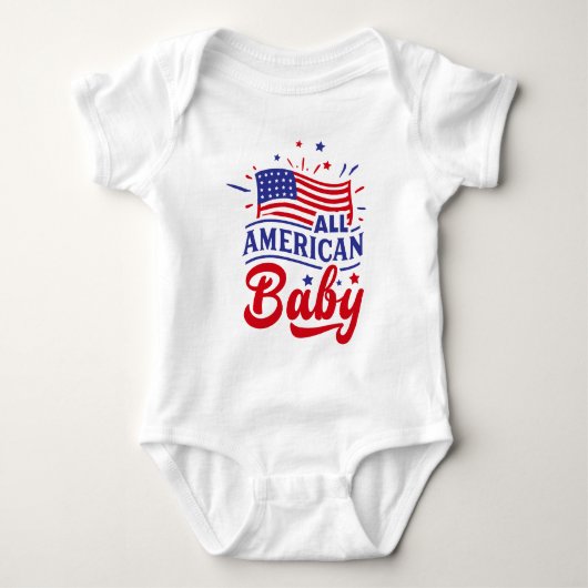 Rood wit en blauw Vlag Amerikaans Baby Bodysuit (Voorkant)