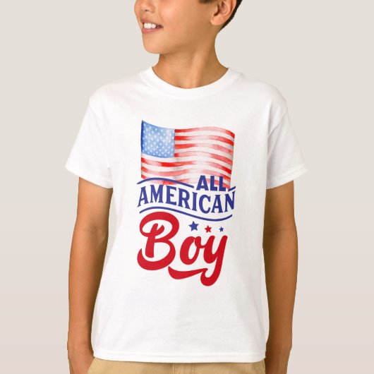 Rood wit en blauw vlaggen Al American Boy T-Shirt (Voorkant)