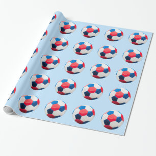 Rood Wit en Blauw Voetbal Cadeaupapier