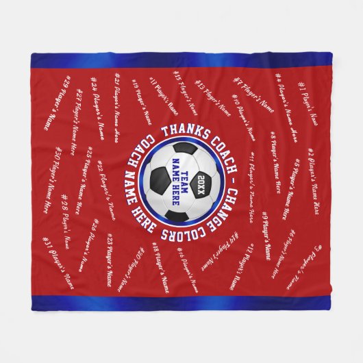 Rood, wit en blauw, Voetbal coach Dank u Fleece Deken (Voorkant (Horizontaal))