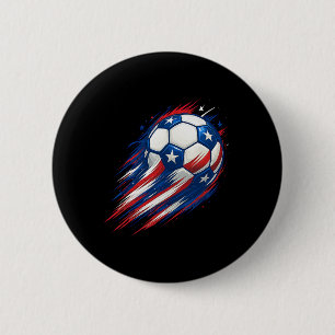 Rood Wit En Blauw Voetbal Ll Patriottische Vierde Ronde Button 5,7 Cm