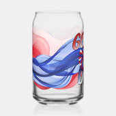Rood, Wit, en Blauw voetbalteamkleuren Blikvorm Glas (Voorkant)