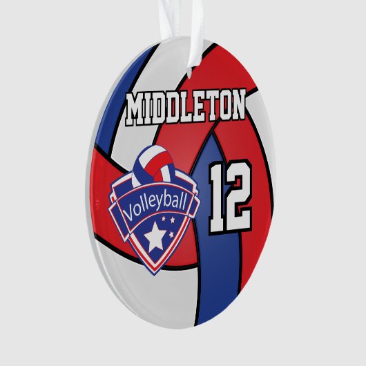 Rood, wit en blauw volleybal | DIY-tekst Ornament (voorkant)