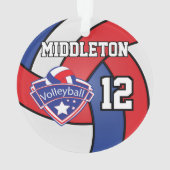 Rood, wit en blauw volleybal | DIY-tekst Ornament (achterkant)