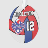 Rood, wit en blauw volleybal | DIY-tekst Ornament (voorkant)