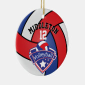 🏐 Rood, wit en blauw Volleybal personaliseren Keramisch Ornament (Rechts)
