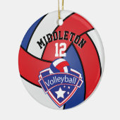 🏐 Rood, wit en blauw Volleybal personaliseren Keramisch Ornament (Links)