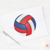 Rood, wit en blauw volleybal ronde sticker (Envelop)