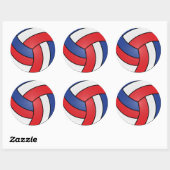 Rood, wit en blauw volleybal ronde sticker (Vel)