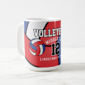 Rood, Wit en Blauw Volleybal Sport Koffiemok (Voorkant links)