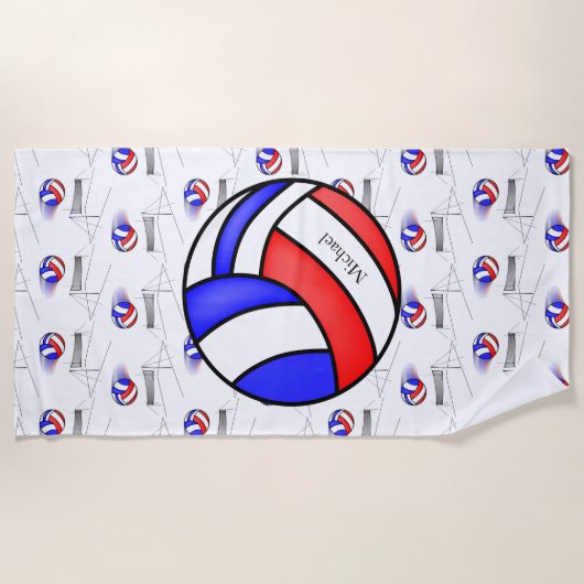 Rood, wit en blauw volleybal strandlaken (Voorkant)