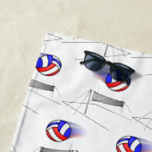 Rood, wit en blauw volleybal strandlaken (In situ)