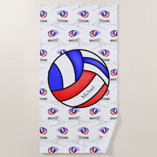 Rood, wit en blauw volleybal strandlaken (Voorkant)
