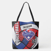 Rood, wit en blauw volleybal tote bag (Achterkant)