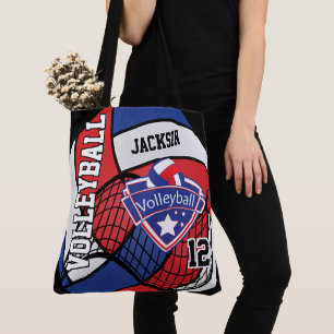 Rood, wit en blauw volleybal tote bag