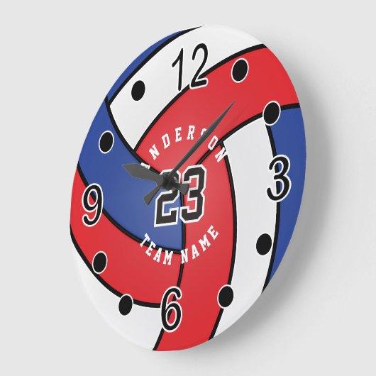 Rood, wit en blauw volleybalstijl met DIY-tekst Grote Klok (Hoek)