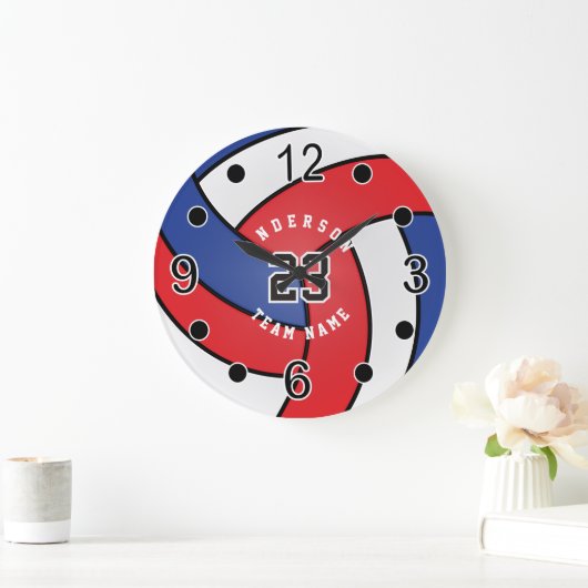Rood, wit en blauw volleybalstijl met DIY-tekst Grote Klok (Huis)