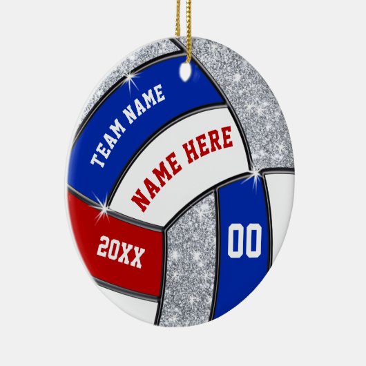 Rood wit en blauw, Volleybalversieringen, Aangepas Keramisch Ornament (Rechts)