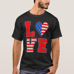 Rood Wit En Blauw Voor Vrouwen Meisje Liefde Ameri T-shirt