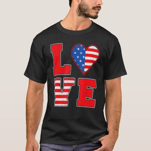 Rood Wit En Blauw Voor Vrouwen Meisje Liefde Ameri T-shirt (Voorkant)