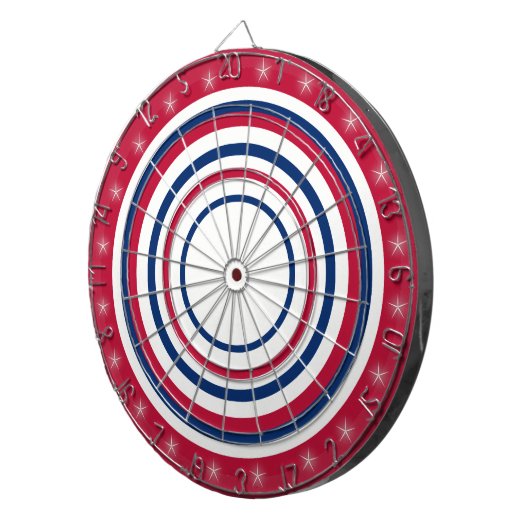 Rood wit en blauw voorschrift dartbord (Voorkant Rechts)