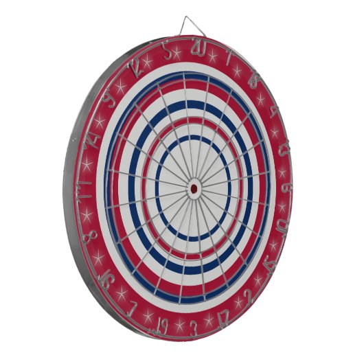 Rood wit en blauw voorschrift dartbord (Voorkant Links)