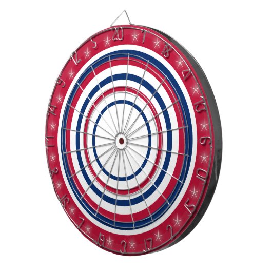 Rood wit en blauw voorschrift dartbord (Voorkant Rechts)