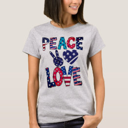 Rood Wit en Blauw Vrede Liefde T-shirt