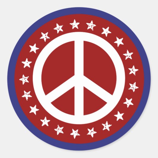 Rood Wit en Blauw Vredesbord en Sterren Ronde Sticker (Voorkant)