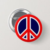 Rood, wit en blauw vredesteken ronde button 5,7 cm (Voorkant /achterkant)