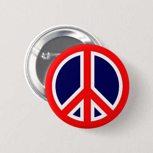 Rood, wit en blauw vredesteken ronde button 5,7 cm (Voorkant /achterkant)