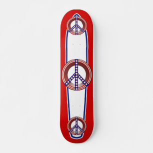 Rood wit en blauw vredesteken skateboard