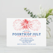 Rood wit en blauw  vuurwerk 4 juli kaart (Staand voorkant)