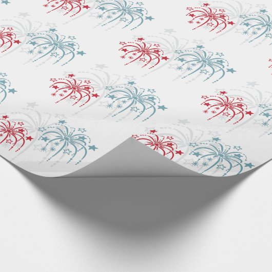 Rood wit en blauw vuurwerk op 4 juli Gift Wrap Cadeaupapier (Hoek)