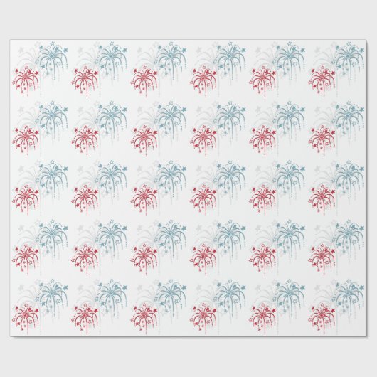 Rood wit en blauw vuurwerk op 4 juli Gift Wrap Cadeaupapier (Vlak)