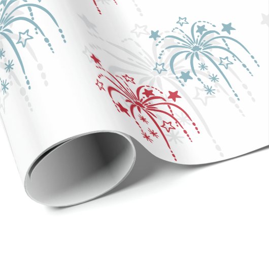 Rood wit en blauw vuurwerk op 4 juli Gift Wrap Cadeaupapier (Rol Hoek)