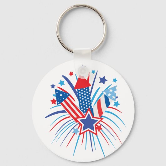 Rood, wit en blauw vuurwerk sleutelhanger (Voorkant)