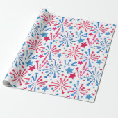 Rood wit en blauw vuurwerk Waterverf Wrapping Cadeaupapier (Uitgerold)