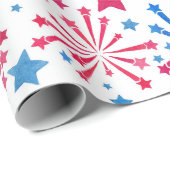 Rood wit en blauw vuurwerk Waterverf Wrapping Cadeaupapier (Rol Hoek)