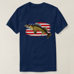 Rood, wit en blauw Walleye Pike T-Shirt