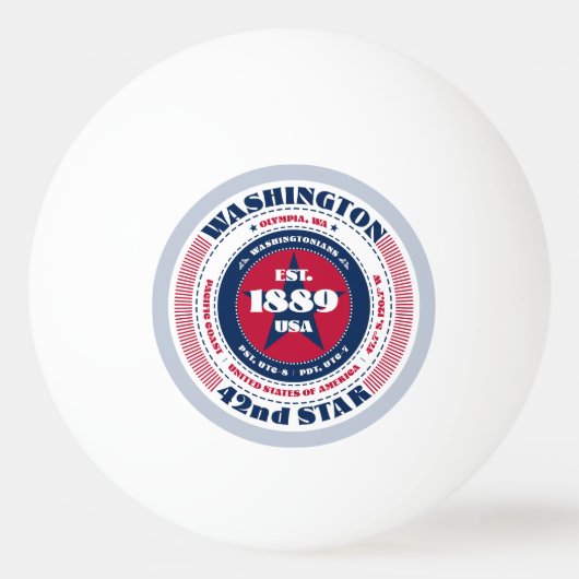 Rood, wit en blauw Washington Circle Pingpongbal (Achterkant)
