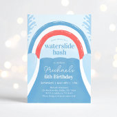 Rood Wit En Blauw Waterglijbaan Bash Zomer Verjaar Kaart