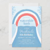 Rood Wit En Blauw Waterglijbaan Bash Zomer Verjaar Kaart (Voorkant)