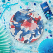 Rood Wit en Blauw Waterverf Abstract Bord (Feest)