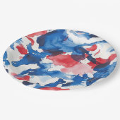 Rood Wit en Blauw Waterverf Abstract Bord (Gekanteld)